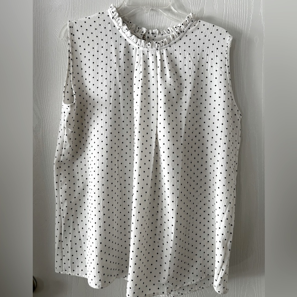 Polka dot blouse white with black XL